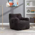 Fauteuil poire en tissu Teddy Okak, fauteuil poire rempli de mousse à mémoire de forme avec dossier ergonomique pour salon, aucun assemblage requis