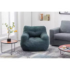 Fauteuil poire en tissu Teddy Okak, fauteuil poire rempli de mousse à mémoire de forme avec dossier ergonomique pour salon, aucun assemblage requis