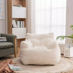 Fauteuil poire en tissu Teddy Okak, fauteuil poire rempli de mousse à mémoire de forme avec dossier ergonomique pour salon, aucun assemblage requis