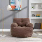 Fauteuil poire en tissu Teddy Okak, fauteuil poire rempli de mousse à mémoire de forme avec dossier ergonomique pour salon, aucun assemblage requis