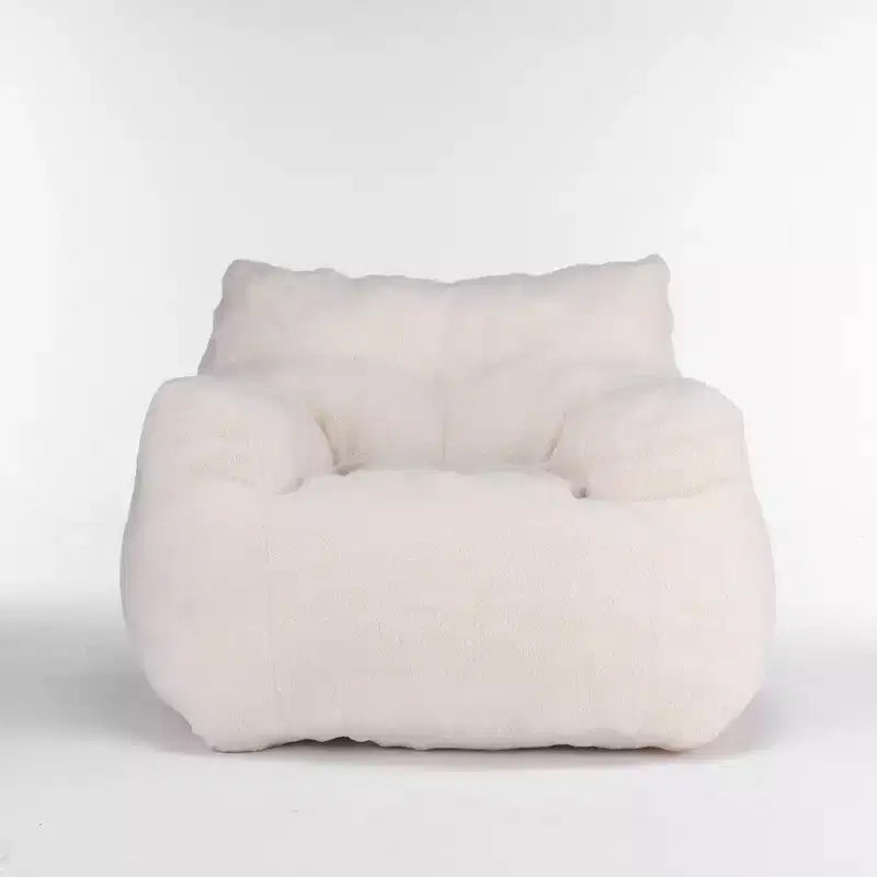 Fauteuil poire en tissu Teddy Okak, fauteuil poire rempli de mousse à mémoire de forme avec dossier ergonomique pour salon, aucun assemblage requis