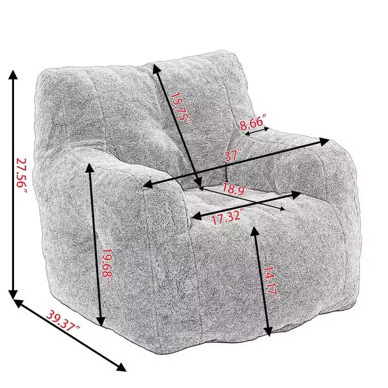 Fauteuil poire en tissu Teddy Okak, fauteuil poire rempli de mousse à mémoire de forme avec dossier ergonomique pour salon, aucun assemblage requis