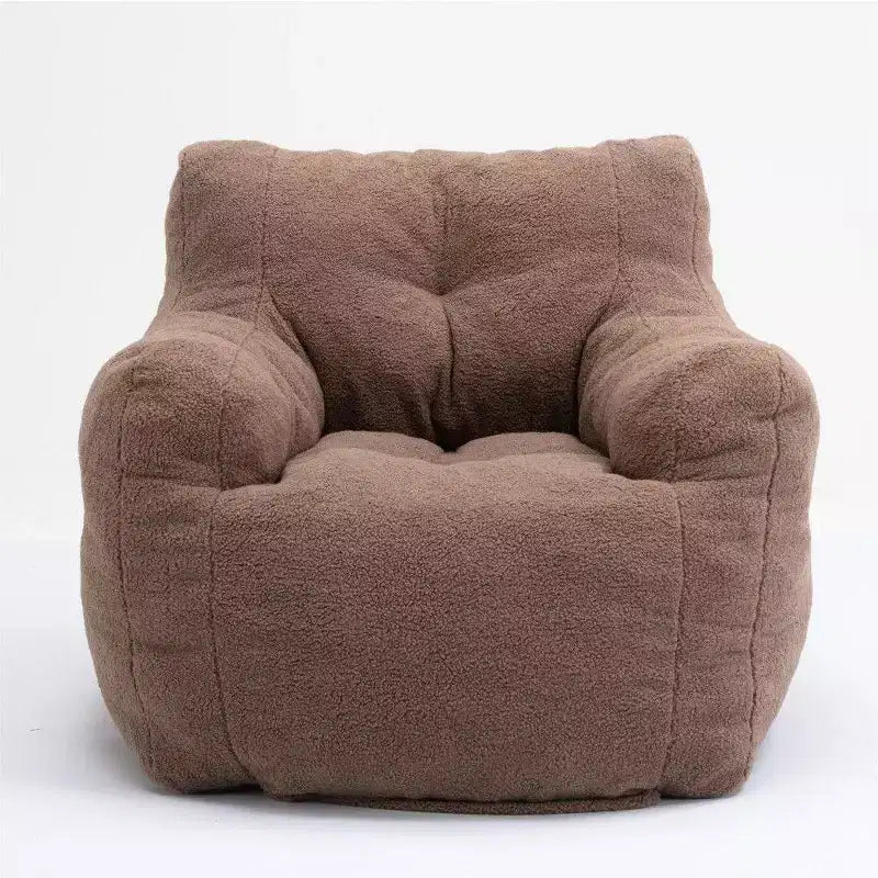 Fauteuil poire en tissu Teddy Okak, fauteuil poire rempli de mousse à mémoire de forme avec dossier ergonomique pour salon, aucun assemblage requis