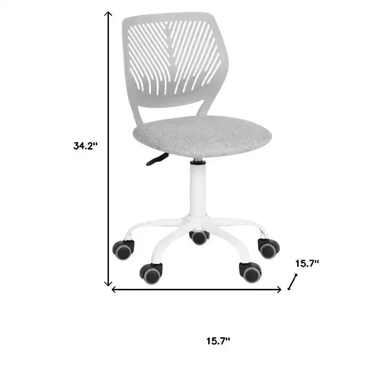 Chaise de bureau pivotante à roulettes, réglable en hauteur, HomeRoots, gris et blanc