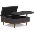 Tiana 36 inch Wide Contemporary Rectangle Storage Ottoman in Slate Grey Polyester Linen