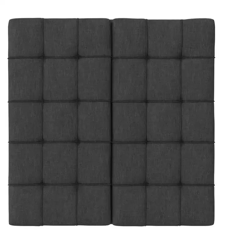 Tiana Pouf de rangement rectangulaire contemporain de 91 cm de large en lin polyester gris ardoise