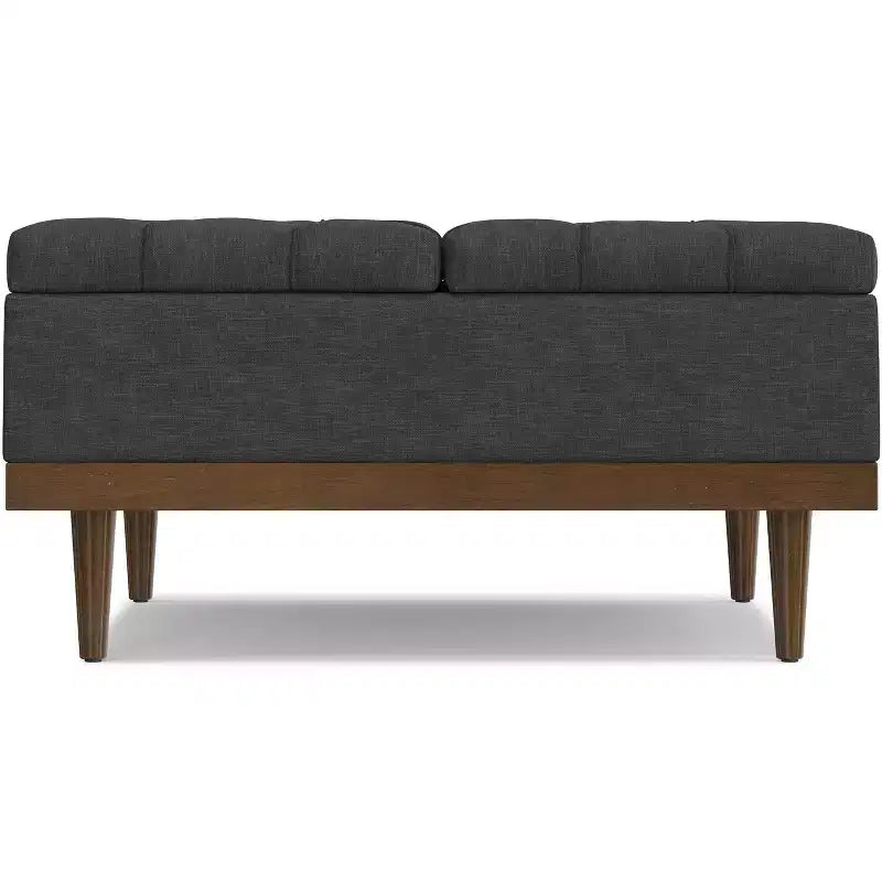 Tiana Pouf de rangement rectangulaire contemporain de 91 cm de large en lin polyester gris ardoise