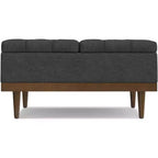 Tiana Pouf de rangement rectangulaire contemporain de 91 cm de large en lin polyester gris ardoise