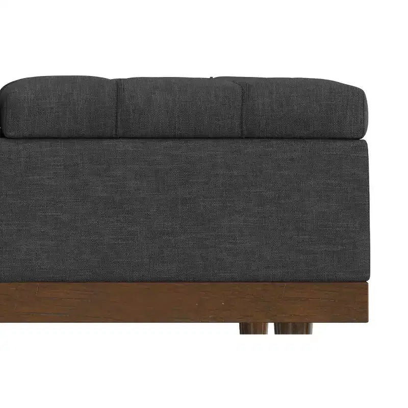 Tiana Pouf de rangement rectangulaire contemporain de 91 cm de large en lin polyester gris ardoise