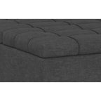 Tiana Pouf de rangement rectangulaire contemporain de 91 cm de large en lin polyester gris ardoise
