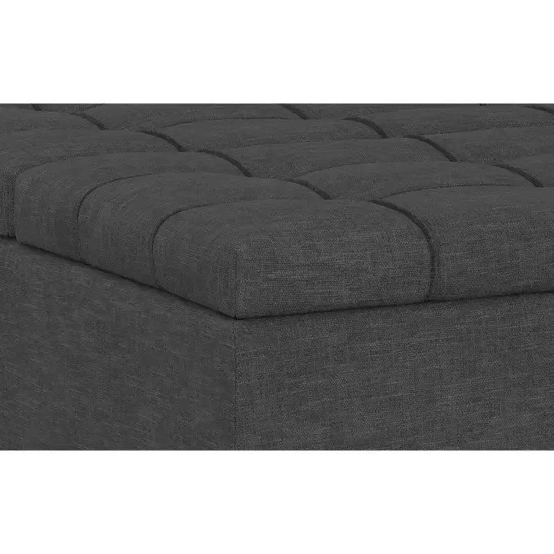 Tiana Pouf de rangement rectangulaire contemporain de 91 cm de large en lin polyester gris ardoise