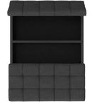 Tiana Pouf de rangement rectangulaire contemporain de 91 cm de large en lin polyester gris ardoise