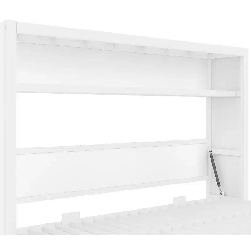 Lit escamotable double Bellemave avec étagères et pliable, cadre de lit escamotable mural en métal avec design compact