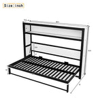 Lit escamotable double Bellemave avec étagères et pliable, cadre de lit escamotable mural en métal avec design compact
