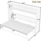 Lit escamotable double Bellemave avec étagères et pliable, cadre de lit escamotable mural en métal avec design compact