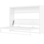 Lit escamotable double Bellemave avec étagères et pliable, cadre de lit escamotable mural en métal avec design compact
