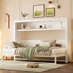 Bellemave Twin Murphy Bed with Shelves and Foldable,Metal Wall Murphy Bed Frame with Space-Saving Design