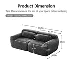 Canapé modulaire 2 places, Tissu peluche doux, Dessous antidérapant, Éponge HD 32D, Aucun assemblage, Conception ergonomique, Avec coussins de salon