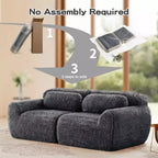 Canapé modulaire 2 places, Tissu peluche doux, Dessous antidérapant, Éponge HD 32D, Aucun assemblage, Conception ergonomique, Avec coussins de salon
