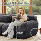 Canapé modulaire 2 places, Tissu peluche doux, Dessous antidérapant, Éponge HD 32D, Aucun assemblage, Conception ergonomique, Avec coussins de salon
