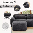 Canapé modulaire 2 places, Tissu peluche doux, Dessous antidérapant, Éponge HD 32D, Aucun assemblage, Conception ergonomique, Avec coussins de salon