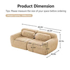 Canapé modulaire 2 places, Tissu peluche doux, Dessous antidérapant, Éponge HD 32D, Aucun assemblage, Conception ergonomique, Avec coussins de salon