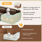 Canapé modulaire 2 places, Tissu peluche doux, Dessous antidérapant, Éponge HD 32D, Aucun assemblage, Conception ergonomique, Avec coussins de salon