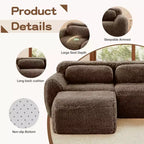 Canapé modulaire 2 places, Tissu peluche doux, Dessous antidérapant, Éponge HD 32D, Aucun assemblage, Conception ergonomique, Avec coussins de salon