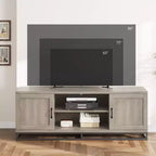Meuble TV COZONY 63 Mid-Century Modern pour téléviseurs 80 pouces, console multimédia avec portes battantes et étagères ouvertes