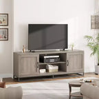 Meuble TV COZONY 63 Mid-Century Modern pour téléviseurs 80 pouces, console multimédia avec portes battantes et étagères ouvertes