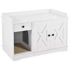 Meuble cache-litière CLIHOME, Maison de toilette pour chat d'intérieur avec tiroir de rangement et table d'appoint, Meuble cache-litière style ferme