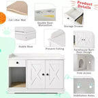 Meuble cache-litière CLIHOME, Maison de toilette pour chat d'intérieur avec tiroir de rangement et table d'appoint, Meuble cache-litière style ferme