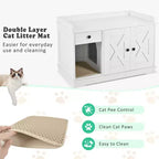 Meuble cache-litière CLIHOME, Maison de toilette pour chat d'intérieur avec tiroir de rangement et table d'appoint, Meuble cache-litière style ferme