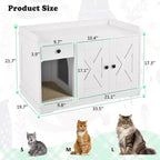 Meuble cache-litière CLIHOME, Maison de toilette pour chat d'intérieur avec tiroir de rangement et table d'appoint, Meuble cache-litière style ferme