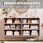 Commode cannelée pour chambre à coucher avec 6 tiroirs, commode en bois, commodes modernes avec poignée en métal pour salon, couloir