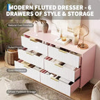 Commode cannelée pour chambre à coucher avec 6 tiroirs, commode en bois, commodes modernes avec poignée en métal pour salon, couloir