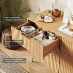 Commode cannelée pour chambre à coucher avec 6 tiroirs, commode en bois, commodes modernes avec poignée en métal pour salon, couloir