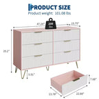 Commode cannelée pour chambre à coucher avec 6 tiroirs, commode en bois, commodes modernes avec poignée en métal pour salon, couloir