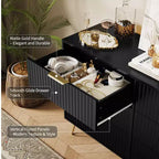 Commode cannelée pour chambre à coucher avec 6 tiroirs, commode en bois, commodes modernes avec poignée en métal pour salon, couloir