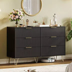 Fluted Dresser for Bedroom with 6 Drawers, Wooden Chest of Drawers, Modern Dressers with Metal Handle for Living Room,Hallway