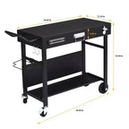Table de préparation de barbecue pliable Karl Home à 4 roues, station de cuisson extérieure noire
