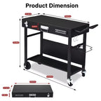 Table de préparation de barbecue pliable Karl Home à 4 roues, station de cuisson extérieure noire