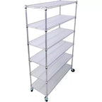 Étagère métallique à 6 niveaux avec roulettes et tapis d'étagère – Organisateur de rangement réglable pour maison, garage, cave, abri de jardin, buanderie