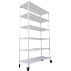 Étagère métallique à 6 niveaux avec roulettes et tapis d'étagère – Organisateur de rangement réglable pour maison, garage, cave, abri de jardin, buanderie