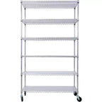6 Tiers Metal Wire Shelving Unit with Wheels & Shelf Liners - Adjustable Storage Organizer for Home Garage Basement Shed Laundry Room