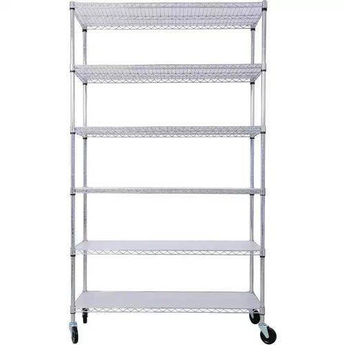 6 Tiers Metal Wire Shelving Unit with Wheels & Shelf Liners - Adjustable Storage Organizer for Home Garage Basement Shed Laundry Room