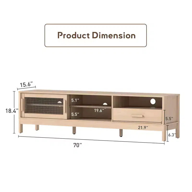 Meuble TV Bestier moderne avec porte coulissante en acrylique, grand tiroir de rangement et étagères réglables pour téléviseurs de 75 pouces
