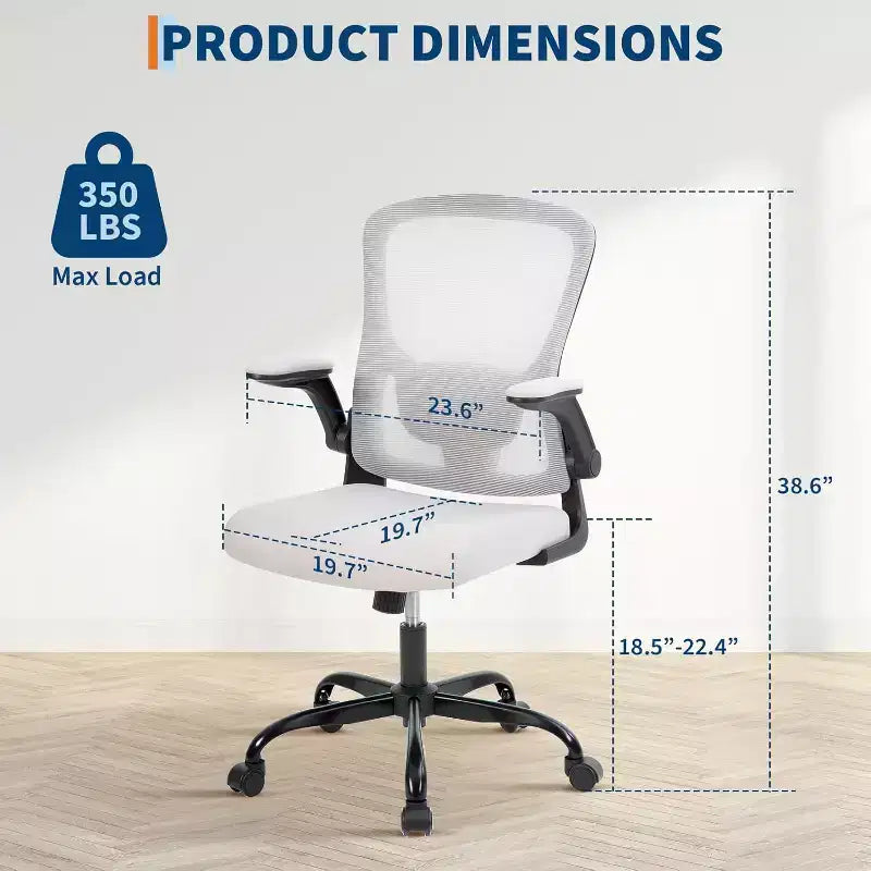 Chaise de bureau ergonomique en maille, support lombaire réglable, accoudoirs relevables, chaise de bureau pivotante à dossier haut, chaise de bureau exécutive roulante pour bureau à domicile