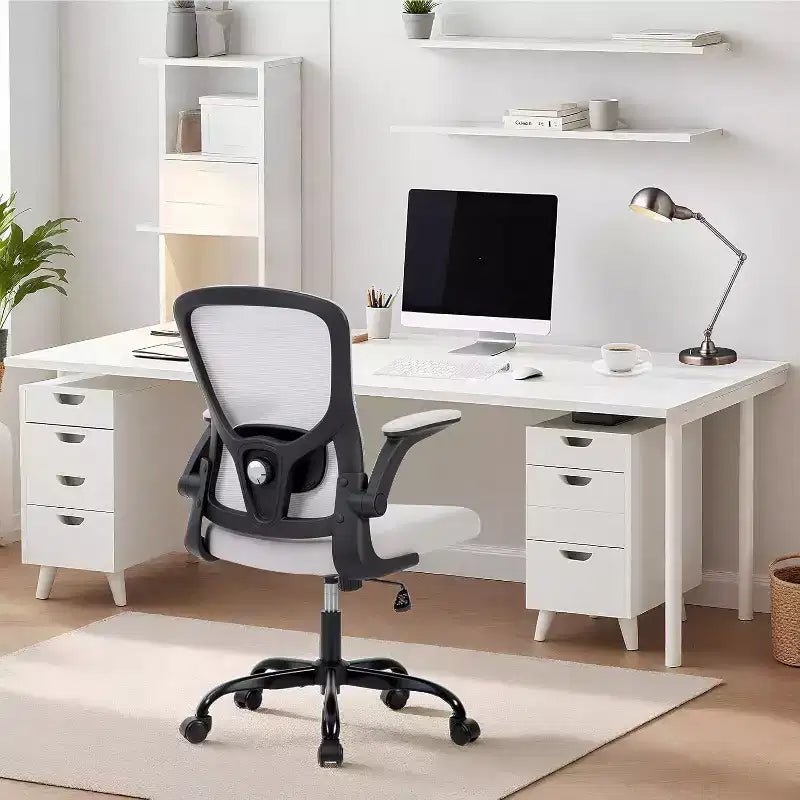 Chaise de bureau ergonomique en maille, support lombaire réglable, accoudoirs relevables, chaise de bureau pivotante à dossier haut, chaise de bureau exécutive roulante pour bureau à domicile