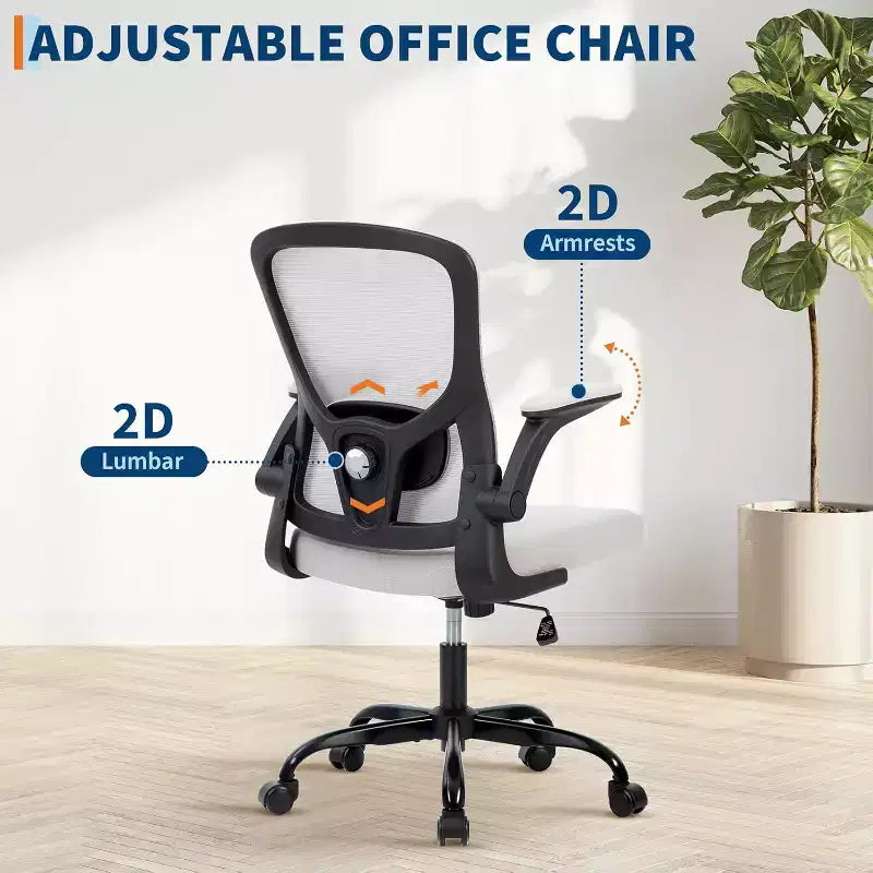 Chaise de bureau ergonomique en maille, support lombaire réglable, accoudoirs relevables, chaise de bureau pivotante à dossier haut, chaise de bureau exécutive roulante pour bureau à domicile